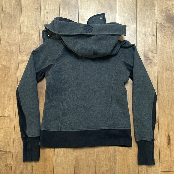 Lululemon Women’s Scuba Hoodie Detachable Hood 10 Heathered Black cotton fleece - Picture 13 of 15